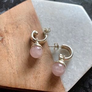 Rose Quartz hoops